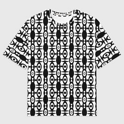 Футболка оверсайз женская Черно-белый современный узор, цвет: 3D-принт