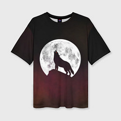 Футболка оверсайз женская Волк и луна Wolf and moon, цвет: 3D-принт