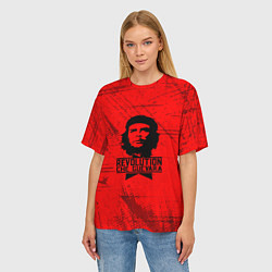 Футболка оверсайз женская Че Гевара - на красном фоне, цвет: 3D-принт — фото 2