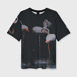 Женская футболка оверсайз Фламинго - вода