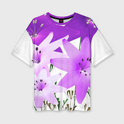 Женская футболка оверсайз Flowers purple light