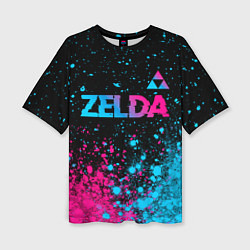 Женская футболка оверсайз Zelda Neon Triforce