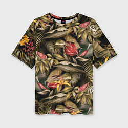 Женская футболка оверсайз Райский сад цветы и фрукты