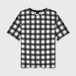 Женская футболка оверсайз Black and white trendy checkered pattern