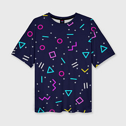Женская футболка оверсайз Neon geometric shapes