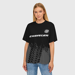 Футболка оверсайз женская Chrysler Speed на темном фоне со следами шин, цвет: 3D-принт — фото 2