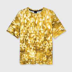 Женская футболка оверсайз Абстрактное множество золотых огней - Яркожёлтый