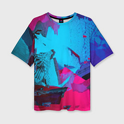 Женская футболка оверсайз Авангардная фрактальная композиция - Глитч