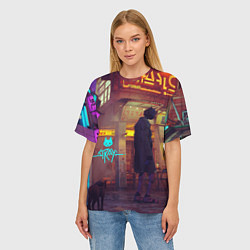 Футболка оверсайз женская Stray Cat x Robots, цвет: 3D-принт — фото 2