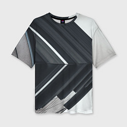 Женская футболка оверсайз Абстрактные геометрические линии - Белый
