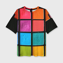 Женская футболка оверсайз Абстрактный набор красок-паттернов