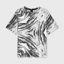 Женская футболка оверсайз Черно-белый абстрактный узор Трио