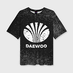 Женская футболка оверсайз Daewoo с потертостями на темном фоне