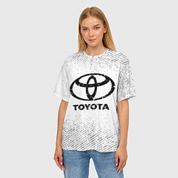 Футболка оверсайз женская Toyota с потертостями на светлом фоне, цвет: 3D-принт — фото 2