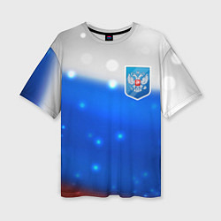 Женская футболка оверсайз Герб России Blue