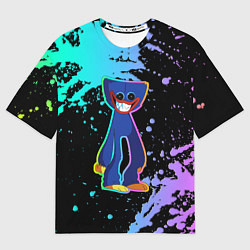 Женская футболка оверсайз Poppy Playtime Хагги Вагги разноцветный неон