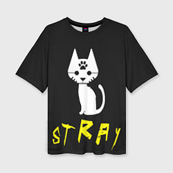Футболка оверсайз женская Stray - киберпанк кот в минимализме, цвет: 3D-принт