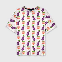 Женская футболка оверсайз Баклажаны и персики паттерн