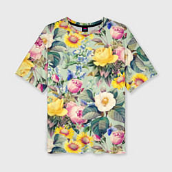 Женская футболка оверсайз Солнечные Цветы