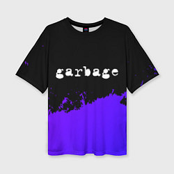 Женская футболка оверсайз Garbage purple grunge