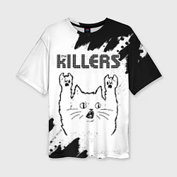 Футболка оверсайз женская The Killers рок кот на светлом фоне, цвет: 3D-принт