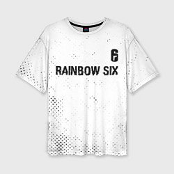 Женская футболка оверсайз Rainbow Six glitch на светлом фоне: символ сверху
