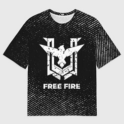 Женская футболка оверсайз Free Fire с потертостями на темном фоне