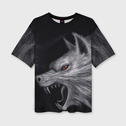 Женская футболка оверсайз Агрессивный волк