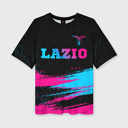 Женская футболка оверсайз Lazio - neon gradient: символ сверху