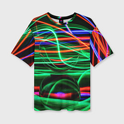 Женская футболка оверсайз Абстрактное множество цветных линий