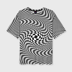 Женская футболка оверсайз Гипнотическая спираль - оптическая иллюзия
