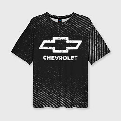 Женская футболка оверсайз Chevrolet с потертостями на темном фоне