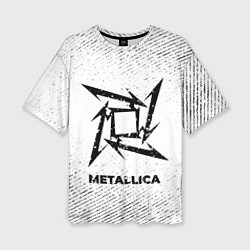 Женская футболка оверсайз Metallica с потертостями на светлом фоне