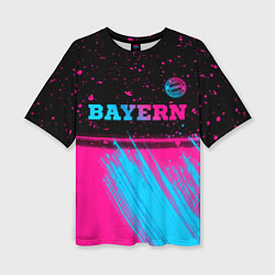 Женская футболка оверсайз Bayern - neon gradient: символ сверху