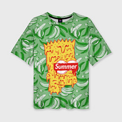 Женская футболка оверсайз Барт Симпсон - Summer
