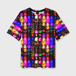 Женская футболка оверсайз Neon glowing objects