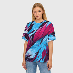 Футболка оверсайз женская Яркие экзотические перья, цвет: 3D-принт — фото 2