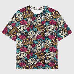 Женская футболка оверсайз Тату короны и бриллианта