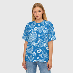 Футболка оверсайз женская Голубое кружево, цвет: 3D-принт — фото 2