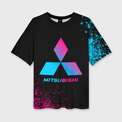 Женская футболка оверсайз Mitsubishi - neon gradient
