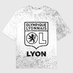 Женская футболка оверсайз Lyon с потертостями на светлом фоне