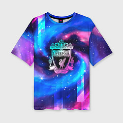 Женская футболка оверсайз Liverpool неоновый космос
