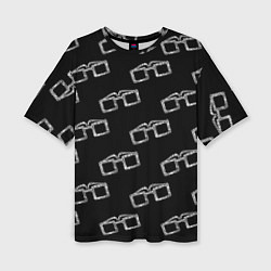 Женская футболка оверсайз Модные очки черно-белый узор