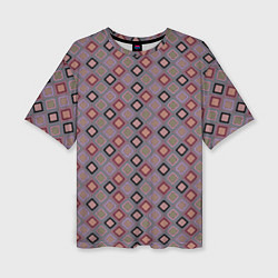 Женская футболка оверсайз Разноцветные квадраты с зигзагами