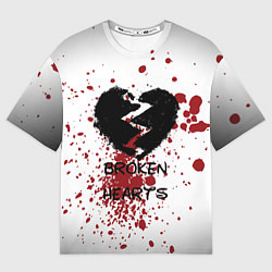 Футболка оверсайз женская Разбитое черное сердце, цвет: 3D-принт