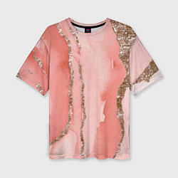Женская футболка оверсайз Розовое золото акварель