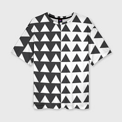 Женская футболка оверсайз Черно-белые треугольники паттерн