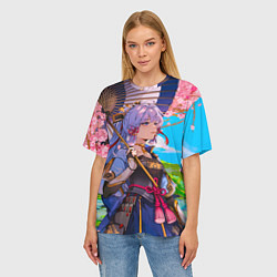 Футболка оверсайз женская Аяка с зонтиком, цвет: 3D-принт — фото 2