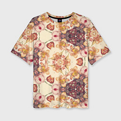 Женская футболка оверсайз Цветы абстрактные розы