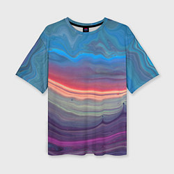 Женская футболка оверсайз Цветной переливающийся абстрактный песок